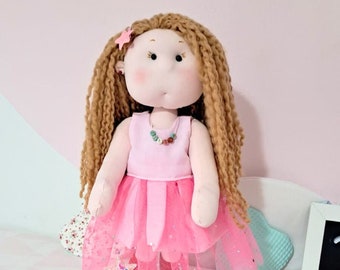 Poupée de chiffon personnalisée : compagnon de jeu doux et charmant | poupée faite à la main | poupée d'artiste | poupée d’art| 12 pouces| enfants et adultes
