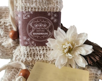 Honey, Bar, Soap, exfoliating, organic, wash, sleeve, soap bag, reusable