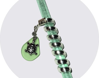 Ziggle Charm Grean Sea Glass featuring Turtle Charm.