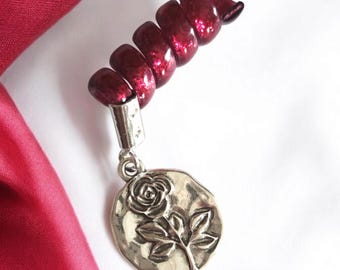 Rose Ziggle Charm: Hammered Silver Drink Tag
