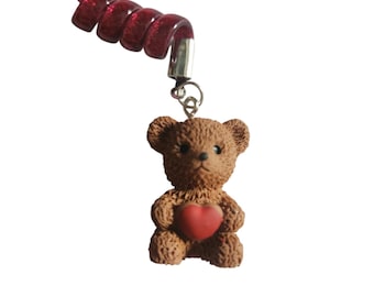 Teddy Bear Cup Charm: 3D Red Heart Ziggle