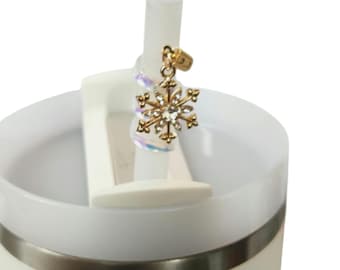 Gold Snowflake Ziggle Charm: Winter Drink Accessory