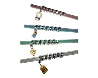 Ziggle Charms Glitter Straw Accessory, Snack Set of 4