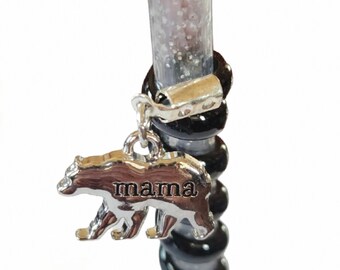 Silver Mama Bear Ziggle Charm: Reusable Straw Accessory