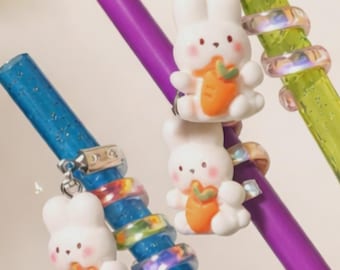 Bunny Ziggle Charm: Reusable Straw Accessory (Wrap -Randomized Color)