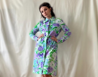 Vestido floral vintage Ken Scott de 1967: estampado "Poggio Imperiale" (pequeño)