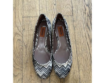 Ballerine Missoni a chevron bianche e nere - 38.5