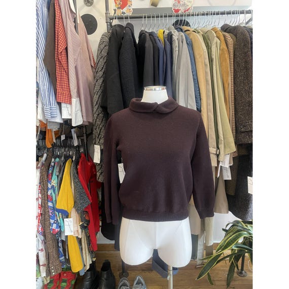 Jil Sander, Vintage Jil Sander Eggplant Purple Knit Peter Pan Collar Sweater— XS
