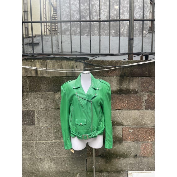 Andrew Marc Apple Green Leather Moto Jacket - Etsy