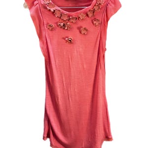 Valentino Tee - Designer Tees - Feminine Vintage - Leather Flower Appliqué