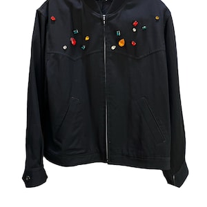 Comme Des Garçons Bejeweled Racer Jacket - Japanese Designer - Avant Garde Fashion - Tricot - 2000s Fashion - Unique Vintage