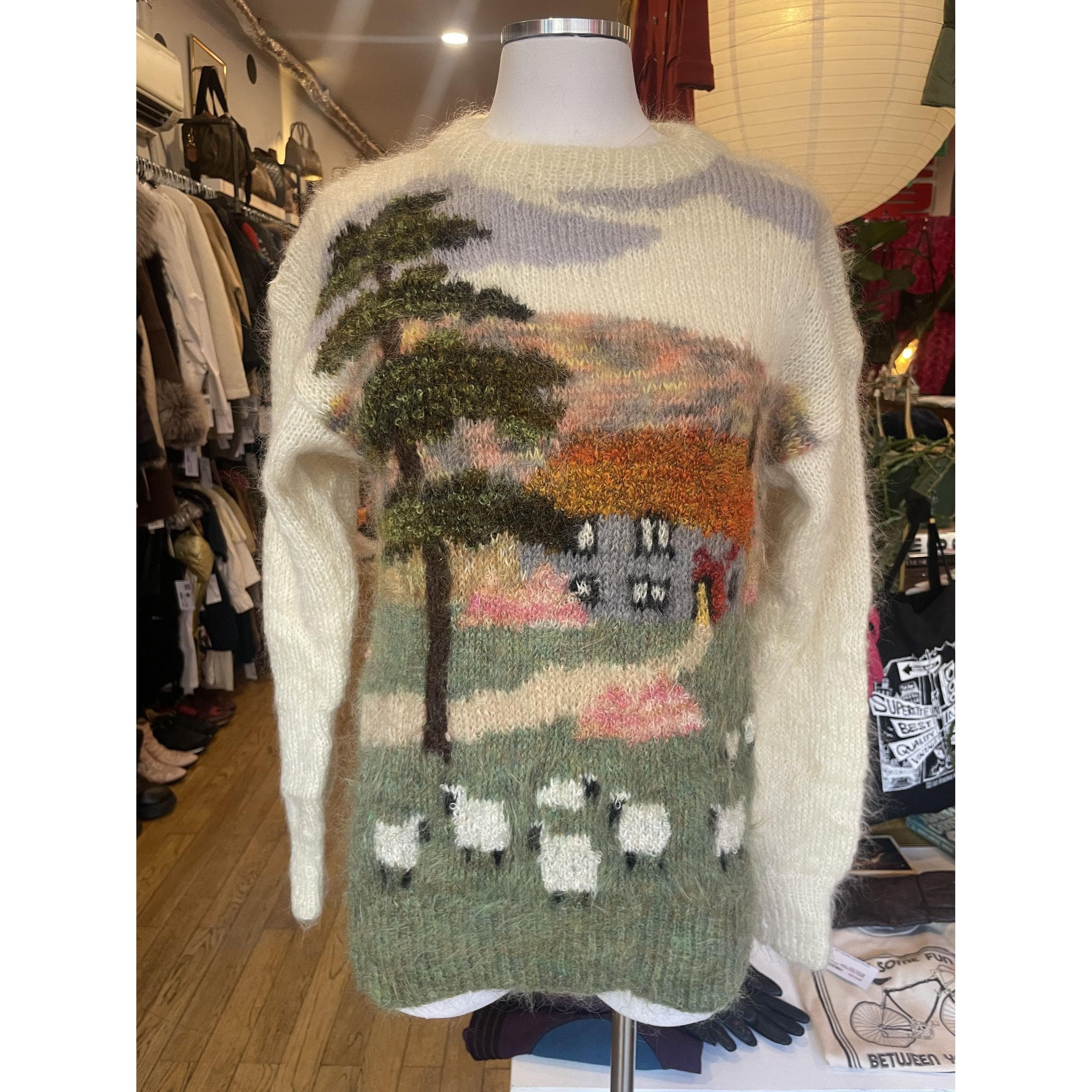 1980s Susie Lee Sheeps in Meadow Mohair Sweater - Small - Etsy