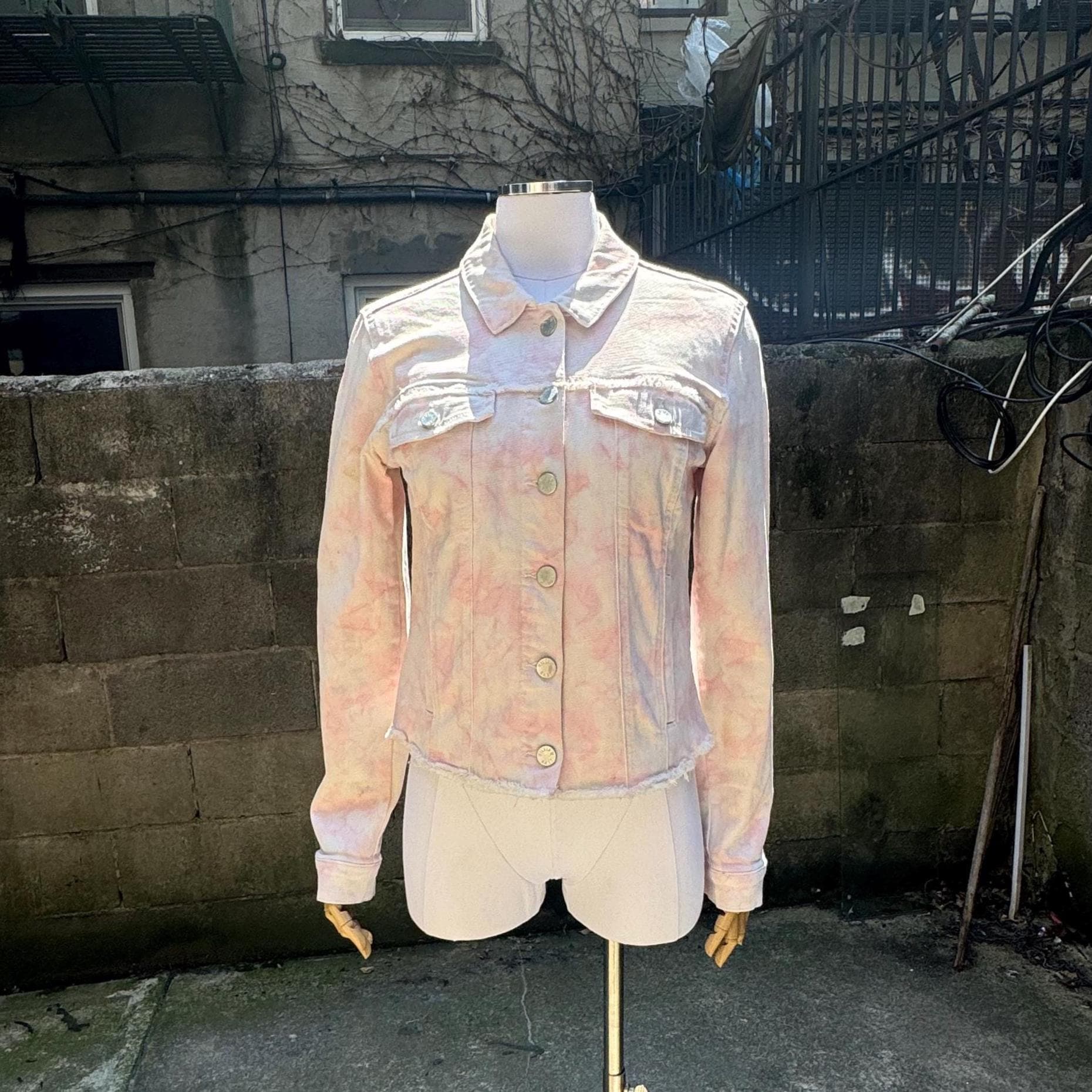 Y2K William Rast Tie Dye Denim Jacket 70s Hippie Style Canada