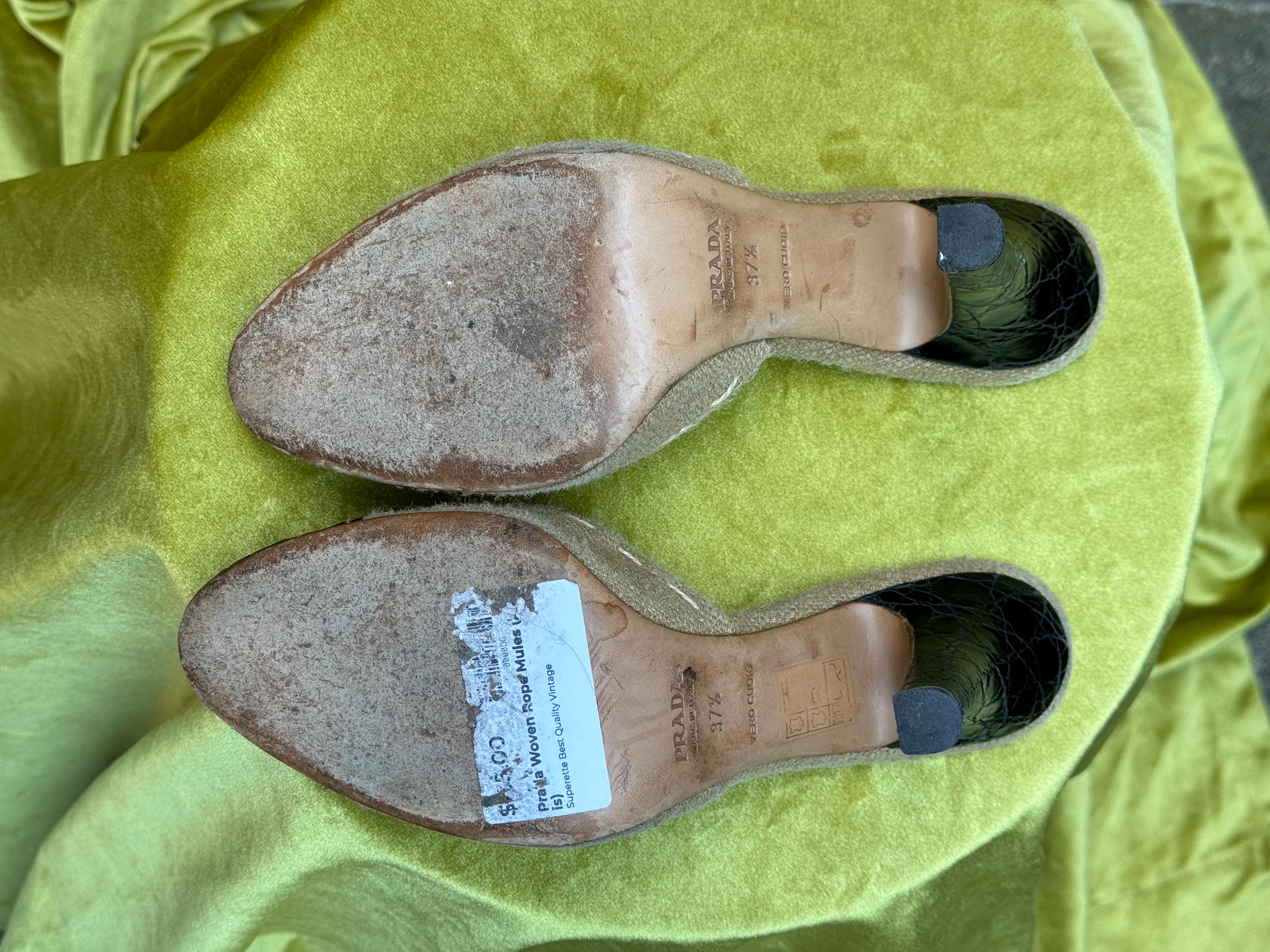 Y2K Prada Raffia Mules - Size 7.5 - Etsy