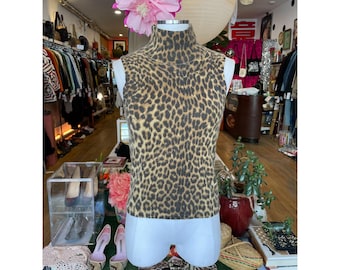 John Galliano-pantertop met angora-print, maat M