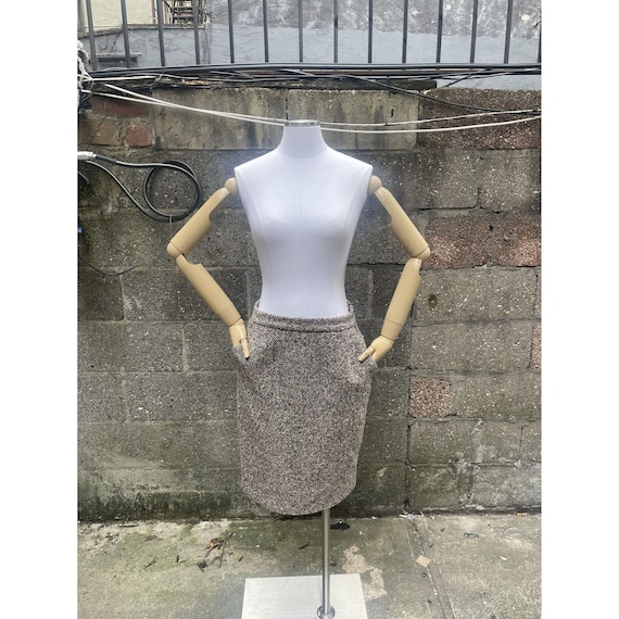 2000s Miu Miu Brown Tweedy Pencil Skirt