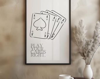 Four Aces Poker Print: Minimalist Card Game Wall Art (Digital Download)