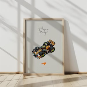 McLaren Monaco F1 Poster | Simplistic Formula 1 Wall Art | Lando Norris & Oscar Piastri Fan Gift | Digital Download | Racing Decor Print