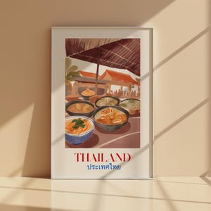 Thai Food Digital Print, Asian Kitchen Wall Art, Thai Cuisine Poster, Modern Recipe Decor, Travel Artwork, Thailand Unique, Instant Download