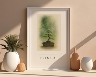 Bonsai Tree Print: Zen Meditation Room Decor (Digital Download)