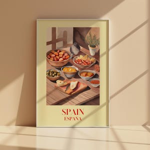 Spanish Tapas Art Print: Mediterranean Kitchen Illustration (Digital Download)