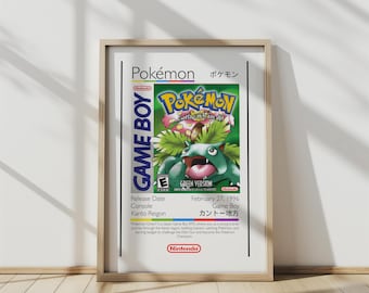 Pokémon Green Retro Game Boy Poster – Nintendo Wall Art, Video Game Print, GBA Decor, Pokémon Gift for Him, Teen Gamer Digital Download
