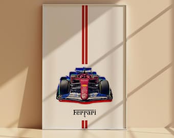 Ferrari F1 Car Poster: Leclerc & Hamilton, Motorsport Wall Art (Digital Download)