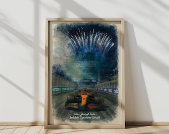 Oscar Piastri Jeddah Win McLaren F1 Watercolour Print (Digital Download)