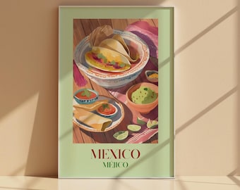 Mexican Food Art Print: Vibrant Taco Illustration (Digital Download)