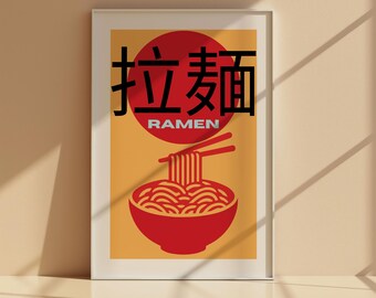 Japanese Ramen Print: Funky Noodle Bowl Art (Digital Download)