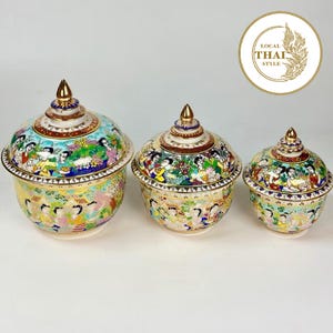 Thai Benjarong Lidded Bowl – Traditional Porcelain with Hand-Painted Thai Art