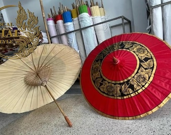 Traditional Thai Flower Umbrella Handmade Lanna Style Decorative Parasol – 17 Inches