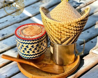 Handmade Bamboo Sticky Rice Container Set: Lanna Thai Craft