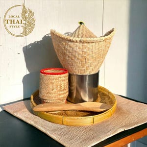 Set bamboo container for sticky rice