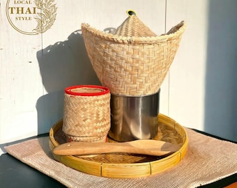 Set bamboo container for sticky rice