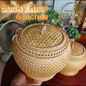 Sticky Rice Container 6 inches Handmade Krathip Khao
