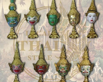 Ramakien mini Model Guardian Mask Handprint Souvenir Thai