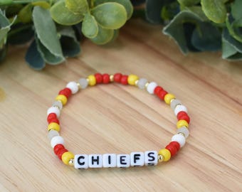 Chiefs Bracelet, Kansas City Chiefs Bracelet, KC Chiefs Bracelet, Chiefs Kingdom, NFL, Football Bracelet, Word Bracelet, Sports Bracelet