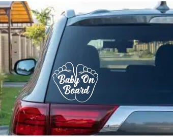 Baby On Board Car Decal - Baby Feet Decal – Cute Safety Sticker for Car Window – Vinyl Baby Warning Sign for Vehicle.