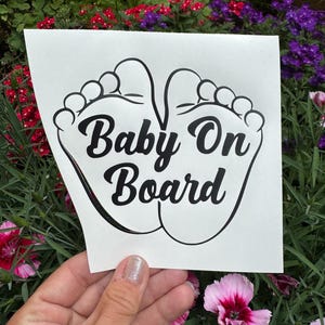 Baby On Board Car Decal - Baby Feet Decal – Cute Safety Sticker for Car Window – Vinyl Baby Warning Sign for Vehicle.
