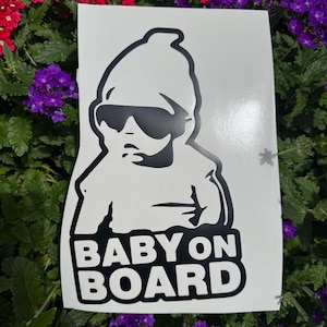 Baby On Board Car Decal - Decal – Cute Safety Sticker for Car Window – Vinyl Baby Warning Sign for Vehicle.