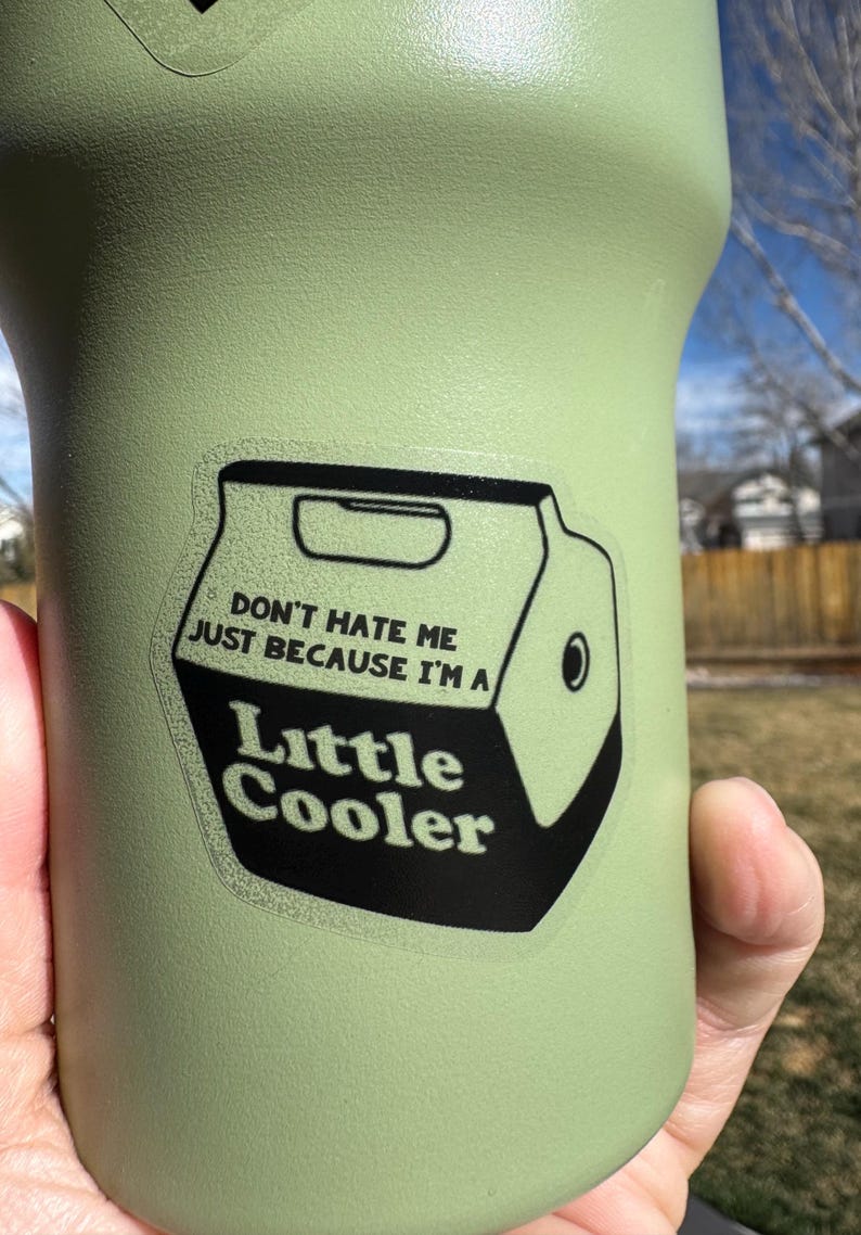 Don’t hate me just because I’m a little cooler sticker. Funny adult humor sticker. Water bottle sticker, phone case sticker, Stanley sticker Clear Matte