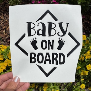 Baby On Board Car Decal - Decal – Cute Safety Sticker for Car Window – Vinyl Baby Warning Sign for Vehicle.