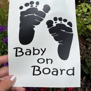 Baby On Board Car Decal - Baby Feet Decal – Cute Safety Sticker for Car Window – Vinyl Baby Warning Sign for Vehicle.