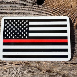 Thin Red Line American Flag Decal – Firefighter Support Sticker – Red Line USA Flag Vinyl Decal – Firefighter Car Truck Window Sticker