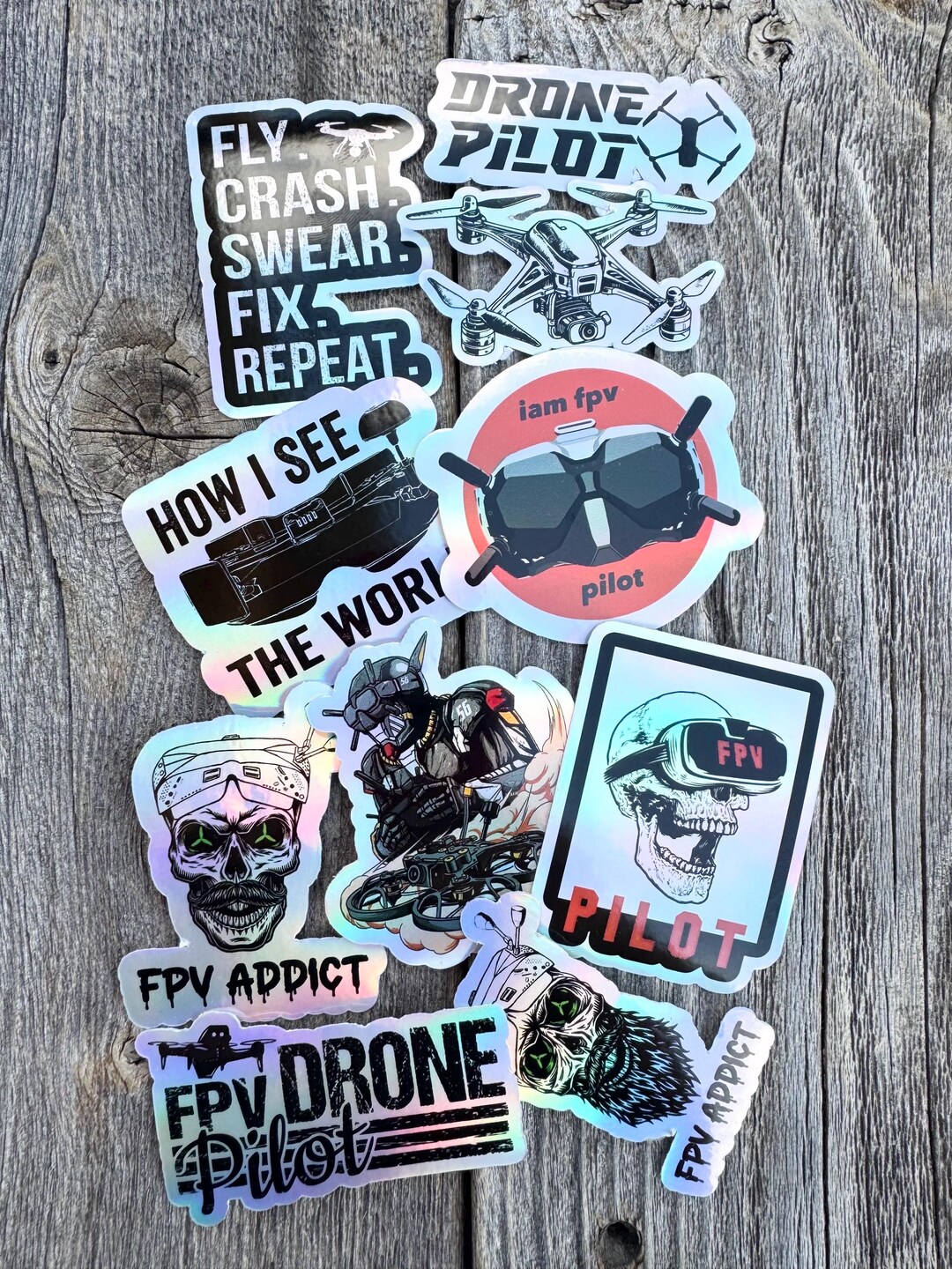 FPV Drone Holographic Sticker Pack, Funny Decals (10 Pc) - Etsy