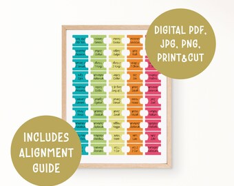 Minimalist Tropical Colorful Bible Journaling Study Book Tabs, Print and Cut Printable Digital Download File