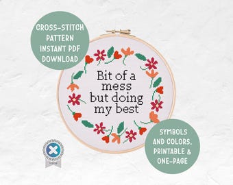Doing My Best Cross Stitch Pattern | Funny Snarky Sarcastic Sassy Embroidery | PDF Instant Download | Handmade Home Decor