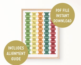 Minimalist Colorful Bible Journaling Study Book Tabs, Print and Cut Printable Digital Download File