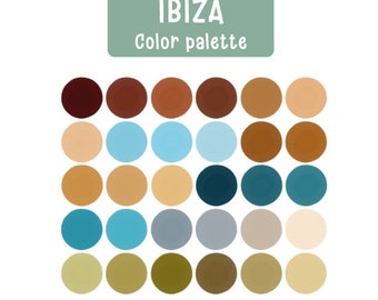 Ibiza Boho Procreate Earthy Colorful Color Palette, HEX Codes, Procreate Swatches, iPad Pro Illustration, Procreate Brushes Art